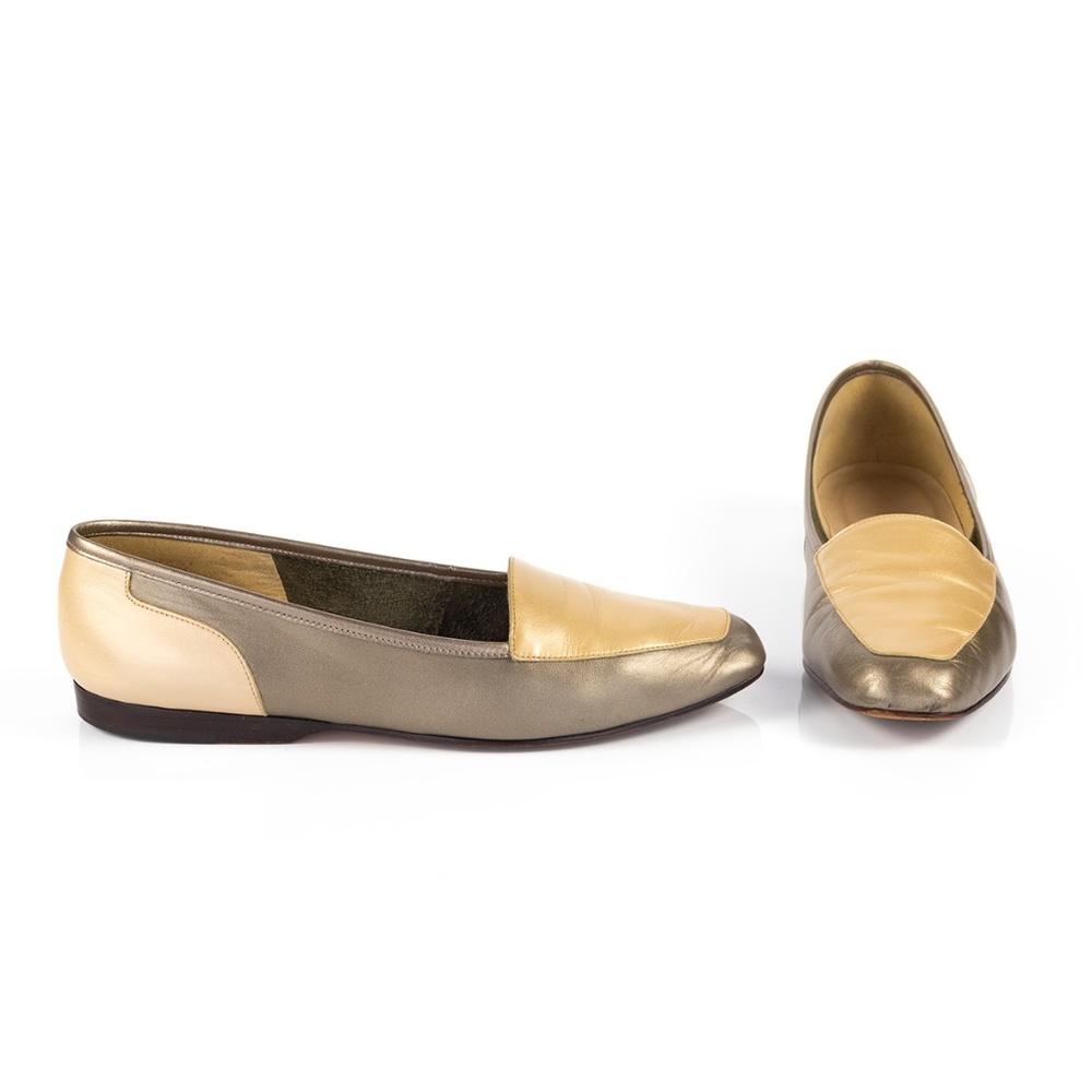 Enzo Angiolini Liberty Leather Flat, Three-tone metallic, Slip on shoe, Size 9M